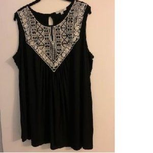 Green Envelope Women's Black Tunic Top 1X